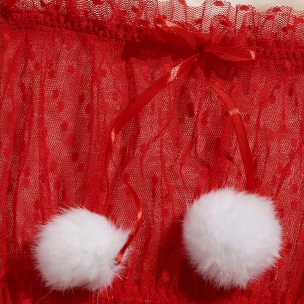Red Lace Off Shoulder Lingerie Set - Picture 4 of 4